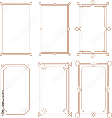 A set of smooth rectangular frames with horizontal borders in oriental style for video thumbnails, banners, web presentations, cards, vector.