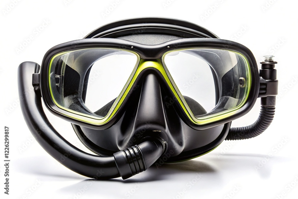 Black Diving Mask and Snorkel Isolated on Pure White Background - Professional Stock Photo Black Diving Mask and Snorkel Isolated on Pure White Background - Professional Stock Photo