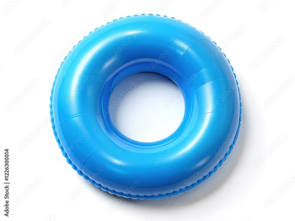 Blue Swimming Circle, Isolated White Background, Top View, Flat Lay Stock Photo Blue Swimming Circle, Isolated White Background, Top View, Flat Lay Stock Photo