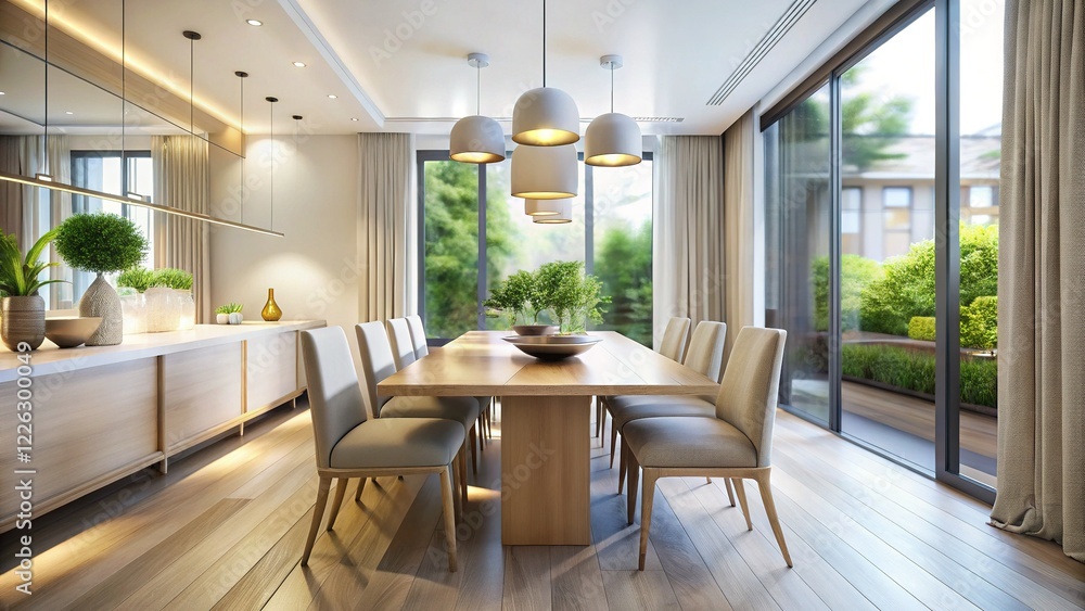 Blurred Minimalist Modern Dining Room - Aesthetic Interior Design Blurred Minimalist Modern Dining Room - Aesthetic Interior Design