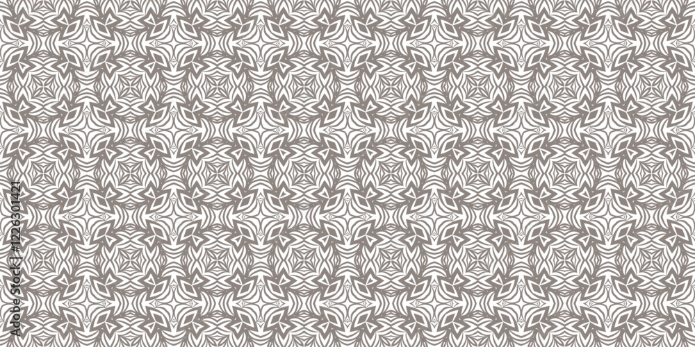 Seamless geometric pattern with floral abstract decoration. Vector illustration Seamless geometric pattern with floral abstract decoration. Vector illustration