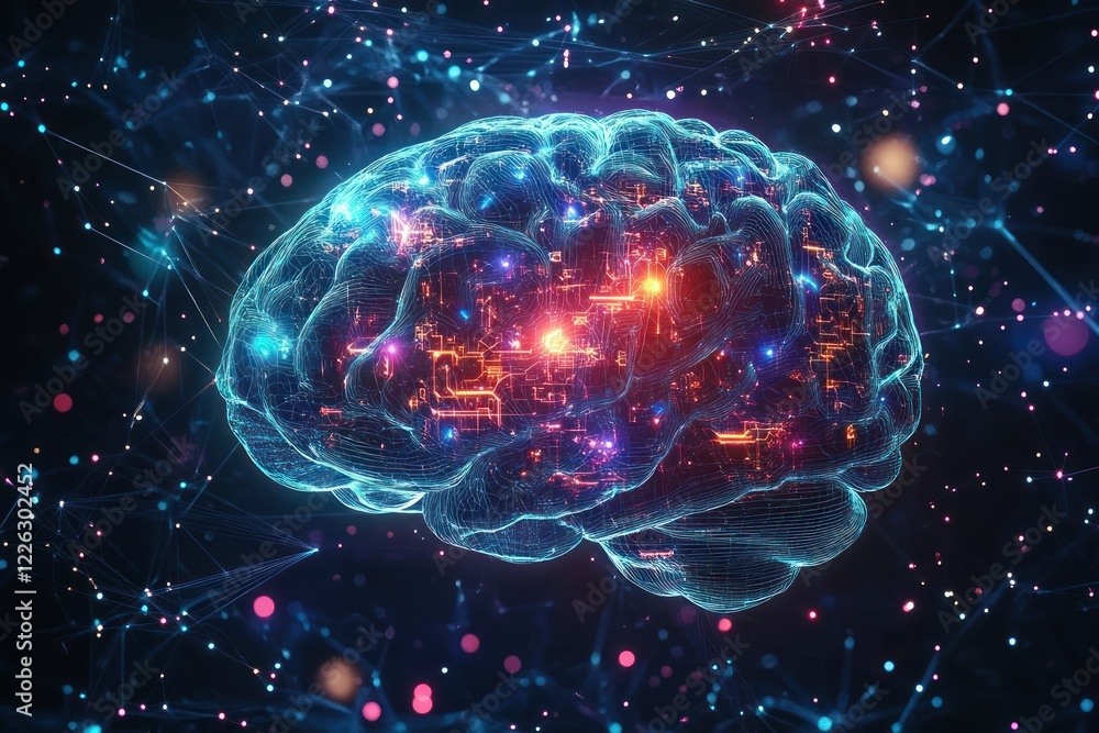 Futuristic Digital Brain Cyberpunk Concept Futuristic Digital Brain Cyberpunk Concept