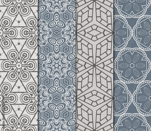 set of modern floral seamless pattern art background. Luxury texture for wallpaper, invitation. Vector illustration.