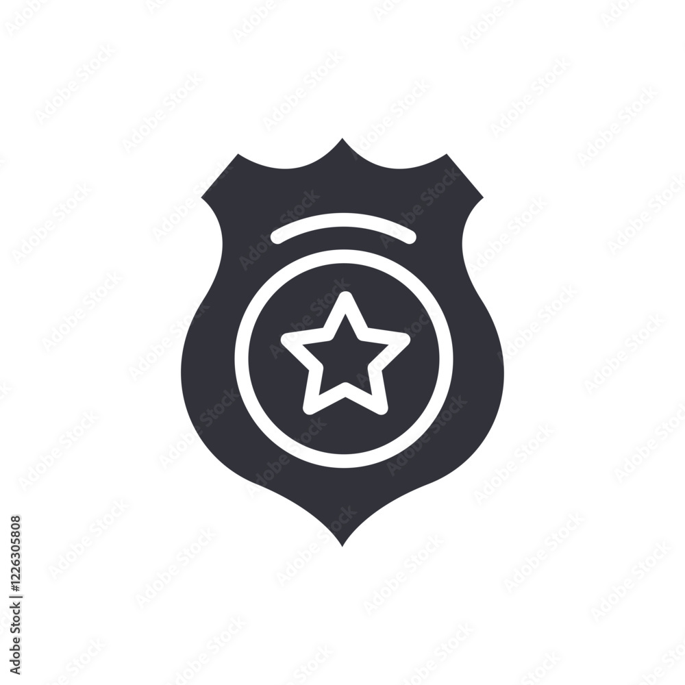 Police badge solid icons, minimalist vector illustration ,simple transparent graphic element .Isolated on white background Police badge solid icons, minimalist vector illustration ,simple transparent graphic element .Isolated on white background