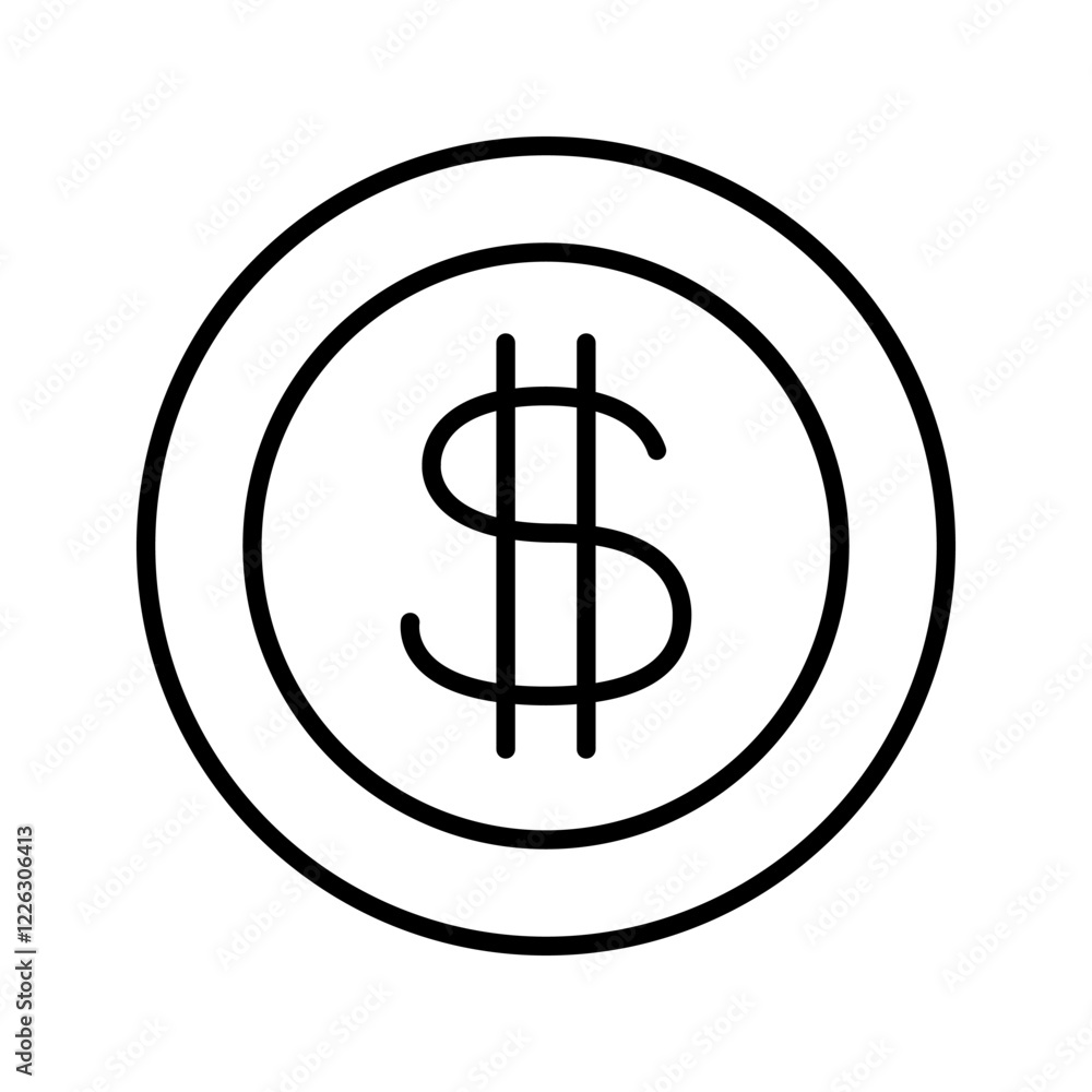 Dollar coin icon: vector illustration, icon line Dollar coin icon: vector illustration, icon line