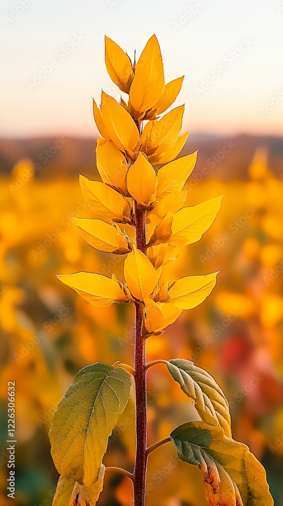 Golden Hour Bloom: A Single Yellow Flower in a Field Golden Hour Bloom: A Single Yellow Flower in a Field