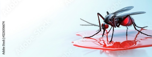 A Mosquito Feeding on Blood 3D Render: A Detailed Look at Disease Vector photo