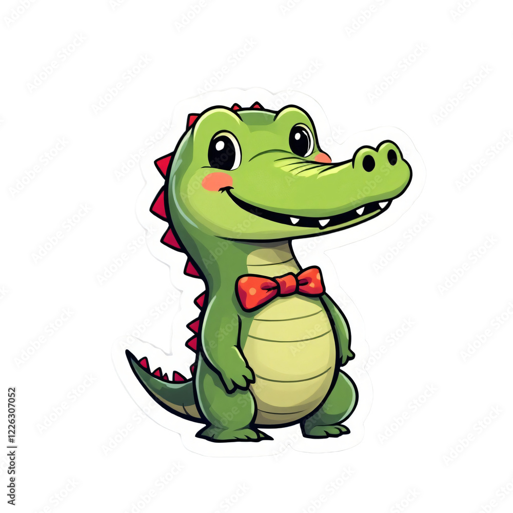Fototapeta premium Charming Cartoon Alligator with a Bowtie for Children's Illustrations