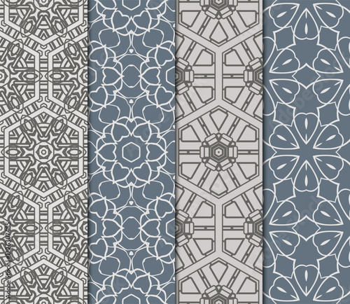 set of Seamless texture of floral decorative ornament. Vector illustration. For the interior design, printing, web and textile