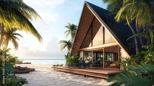 Modern Tropical Beach House with A-Frame Design