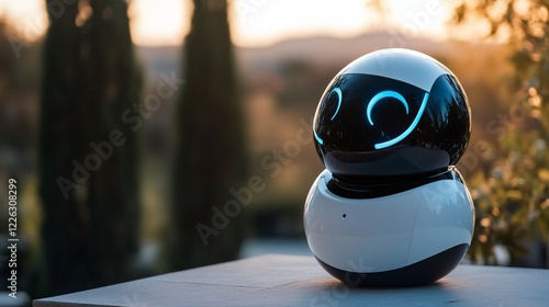 A Cute Companion Robot at Sunset