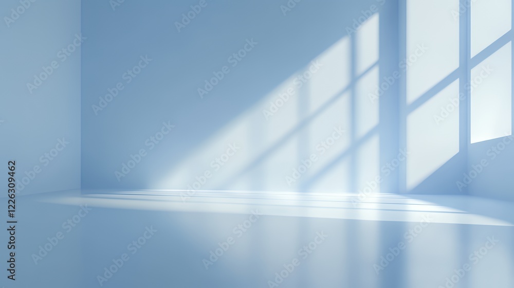 Light Illuminates a Blue Empty Room Light Illuminates a Blue Empty Room