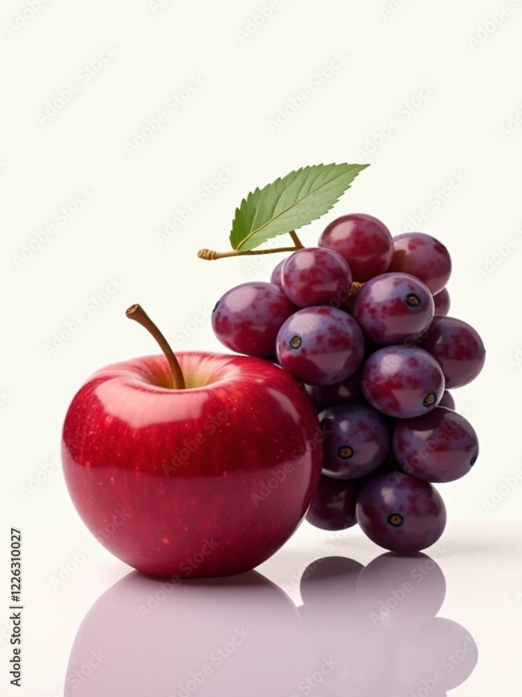 Obraz premium cherries on a white background apple and grap ai