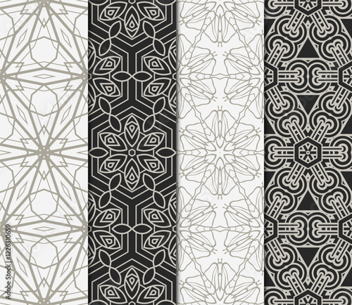 set of decorative floral seamless pattern. vector illustration. for invitation, greeting card, wallpaper, interior design