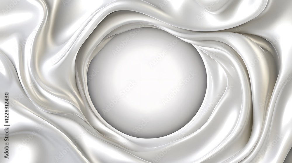 Fototapeta premium Elegant White Silk Drapery Framing a Circular Space