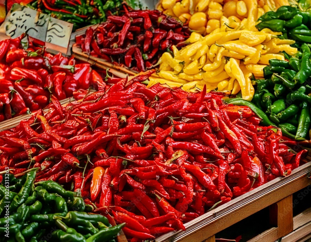 Fototapeta premium All types of chili on market