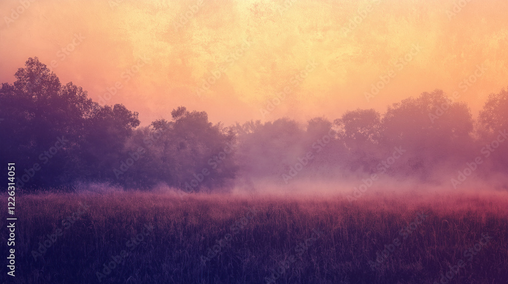 serene illustration of morning fog in the forest plum to yellow background colors landscape wallpaper serene illustration of morning fog in the forest plum to yellow background colors landscape wallpaper