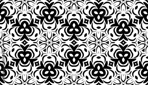 geometric pattern with floral abstract ornament. Seamless vector background.