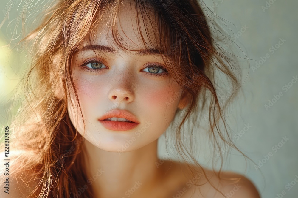 Long Wavy Hair Portrait of a Young Japanese Woman in Natural Light Long Wavy Hair Portrait of a Young Japanese Woman in Natural Light