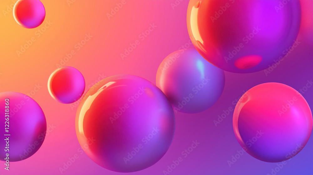 3d render style illustration of hot pink floating orbs spheres orange purple fuchsia gradient backdrop light reflection background wallpaper 3d render style illustration of hot pink floating orbs spheres orange purple fuchsia gradient backdrop light reflection background wallpaper