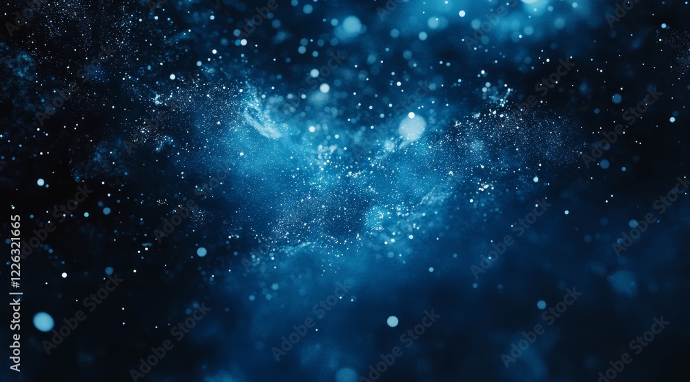 Fototapeta premium Abstract blue particle nebula background.