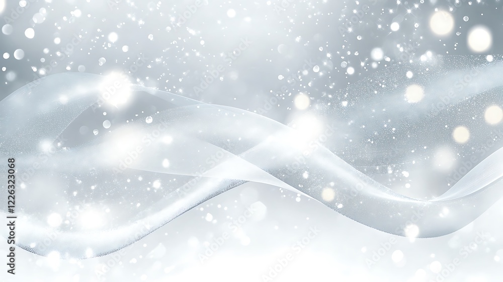 Silver Wave Abstract Background With Sparkling Snow Silver Wave Abstract Background With Sparkling Snow