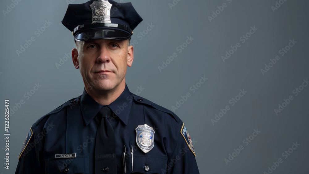 Portrait Of A Police Officer In Uniform With Serious Expression Portrait Of A Police Officer In Uniform With Serious Expression