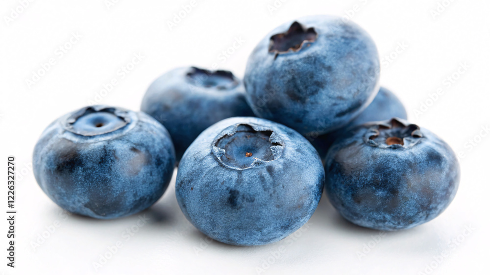 Fresh Ripe Blueberries Close-Up on White Background Fresh Ripe Blueberries Close-Up on White Background