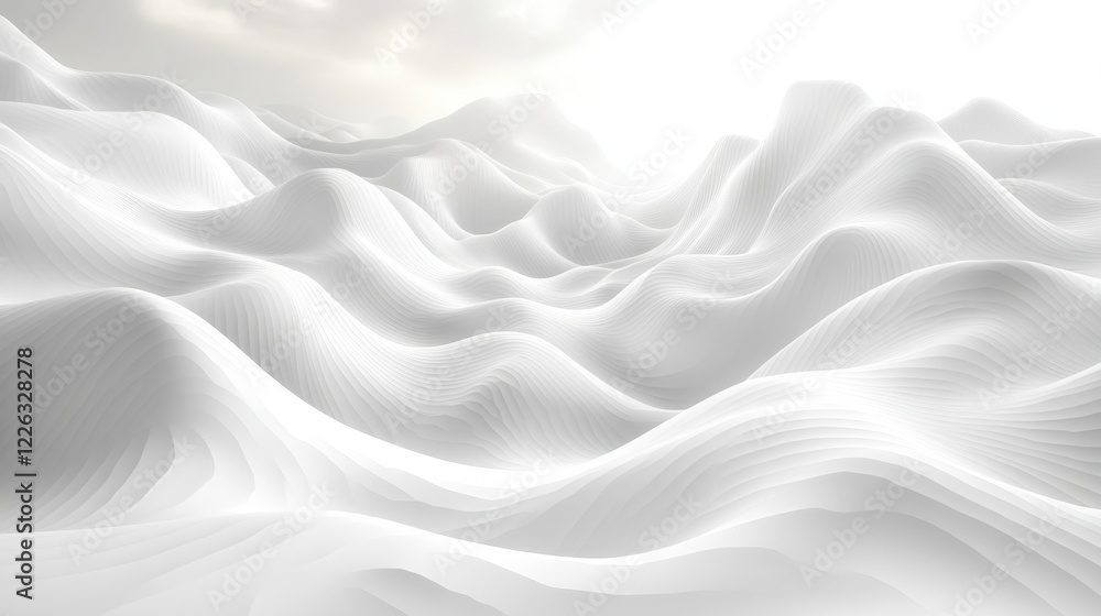 Obraz premium Abstract White Hills Landscape, Soft Winter Scene with Subtle Texture and 3D Render