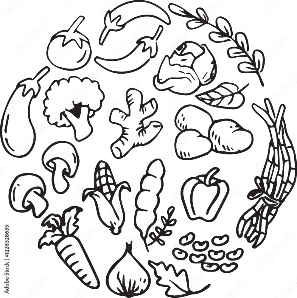 set of vegetables hand drawn sketch vector illustration set of vegetables hand drawn sketch vector illustration