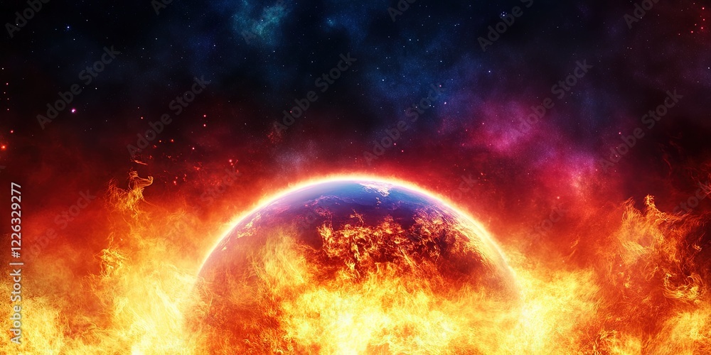 Obraz premium planet earth on fire