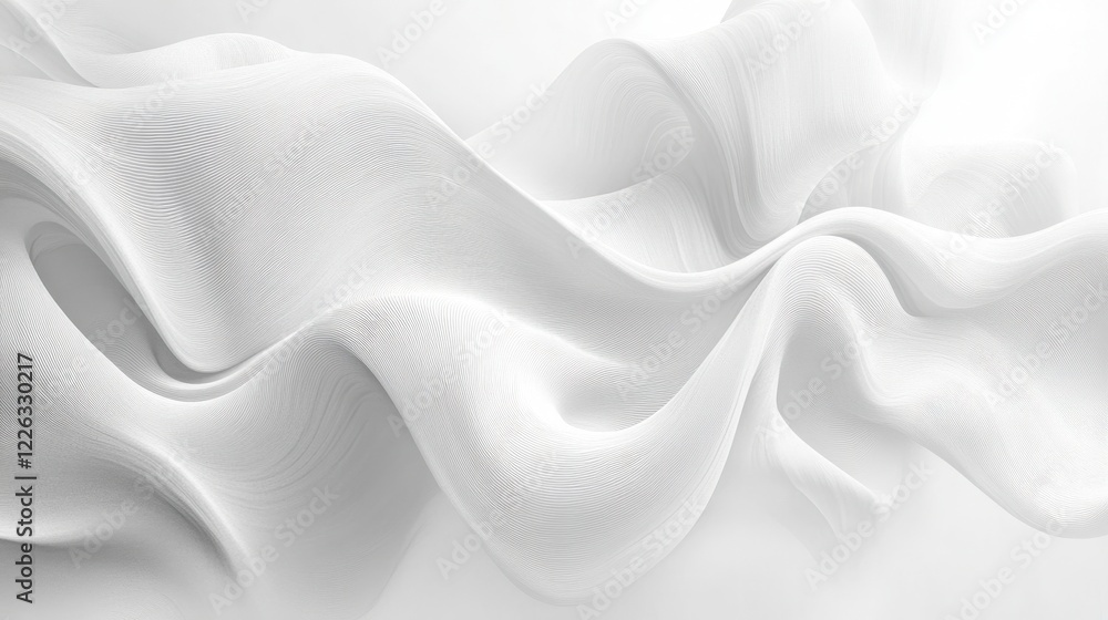 Obraz premium Abstract White Fabric Waves: Flowing Texture Pattern