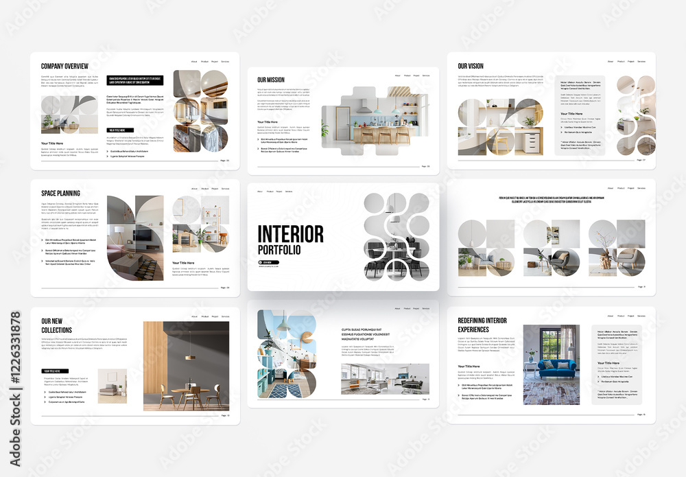 Interior Design Presentation Layout Stock Template | Adobe Stock