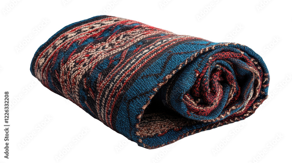 A beautifully rolled decorative blanket. transparent background A beautifully rolled decorative blanket. transparent background