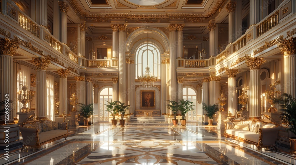 Fototapeta premium Luxurious Neoclassical Mansion Interior with Intricate Details