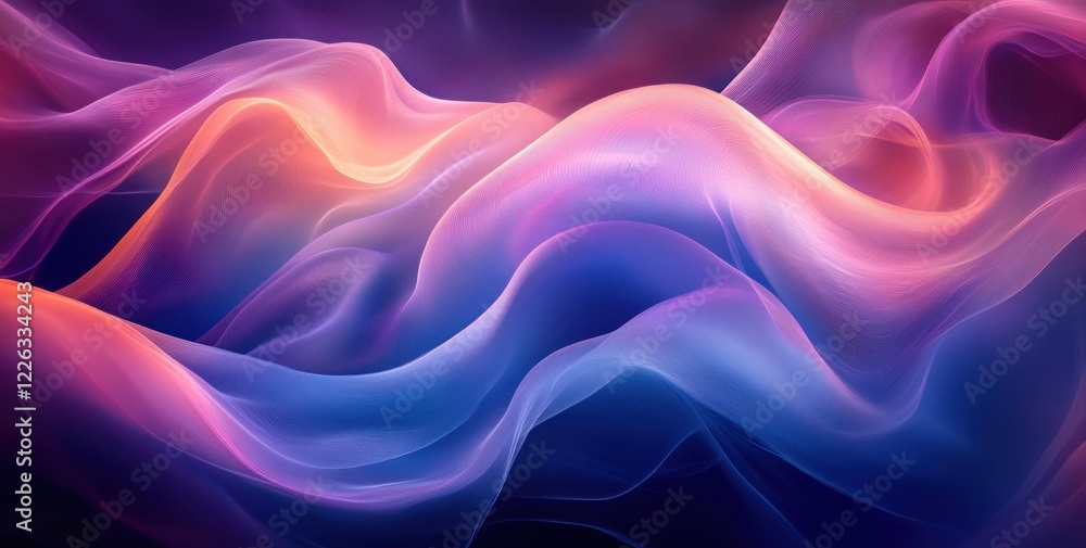 Obraz premium Futuristic Abstract Digital Artwork with Blue Purple Gradient and Smooth Lines