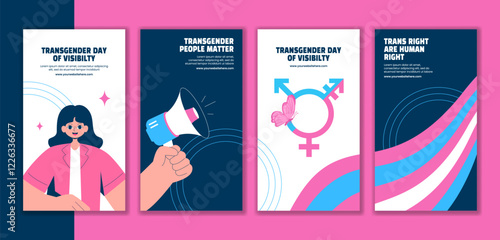Hand-Drawn Flat Design for Transgender Day of Visibility Social Media Stories