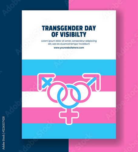 Transgender Day of Visibility Flat Cartoon Banner for Vertical Poster Promotion