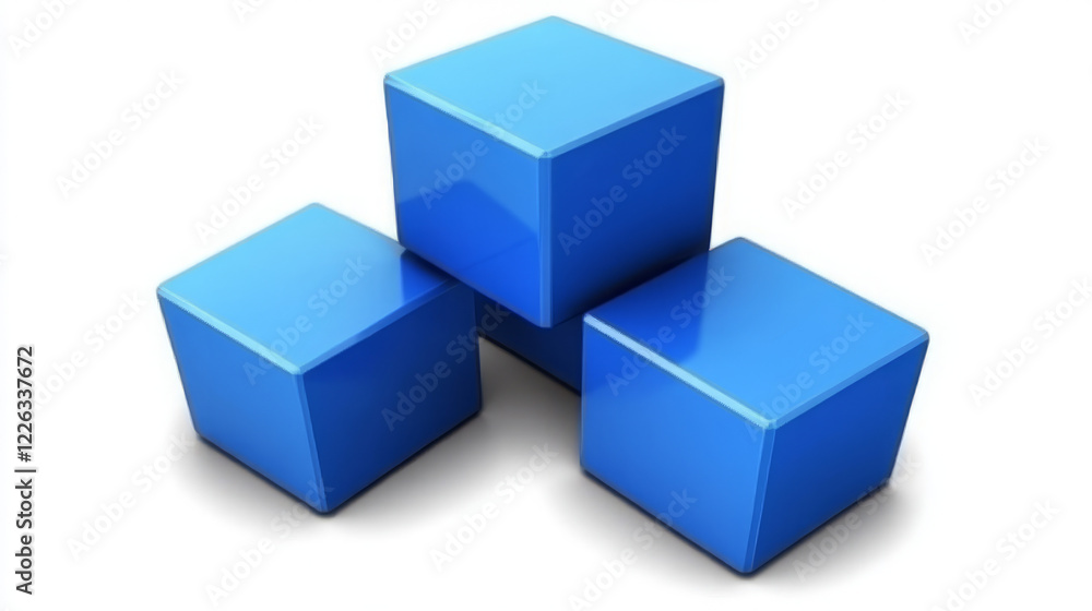 three blue cubes stacked in a glossy 3d arrangement showcasing a shiny minimalist geometric design on a white background with reflecting texture in an abstract composition three blue cubes stacked in a glossy 3d arrangement showcasing a shiny minimalist geometric design on a white background with reflecting texture in an abstract composition