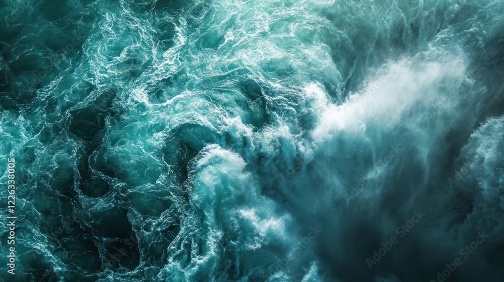 Aerial view of turbulent ocean waves, whitecaps, background texture Aerial view of turbulent ocean waves, whitecaps, background texture