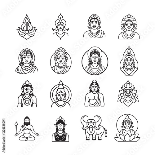 Major Deities Icon Set illustration