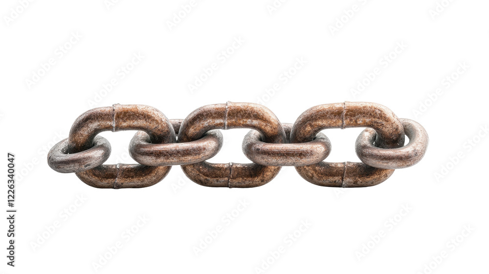 Close-up of a rusted metal chain symbolizing strength and connectivity. transparent background Close-up of a rusted metal chain symbolizing strength and connectivity. transparent background
