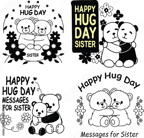 Heartfelt Bear Hugs for Sisters - Happy Hug Day Collection