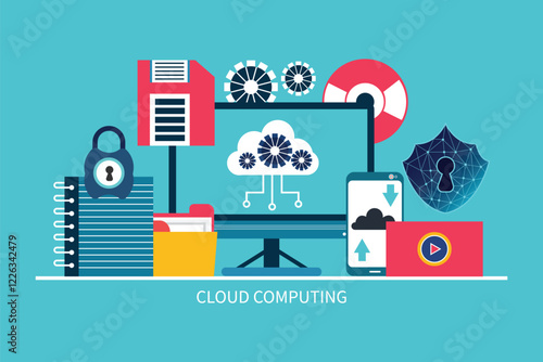 Business technology cloud computing service concept