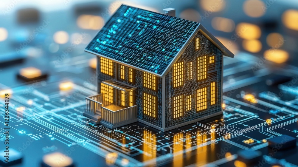 Obraz premium Sleek machine learning concept featuring abstract shapes and futuristic colors, designed for presentations, brochures, and technology-themed posters.