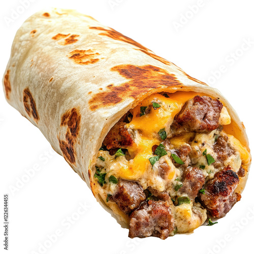 Delicious burrito filled with savory ingredients. transparent background