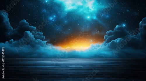 Wallpaper Mural Starry Night Sky Over Wooden Planks Torontodigital.ca