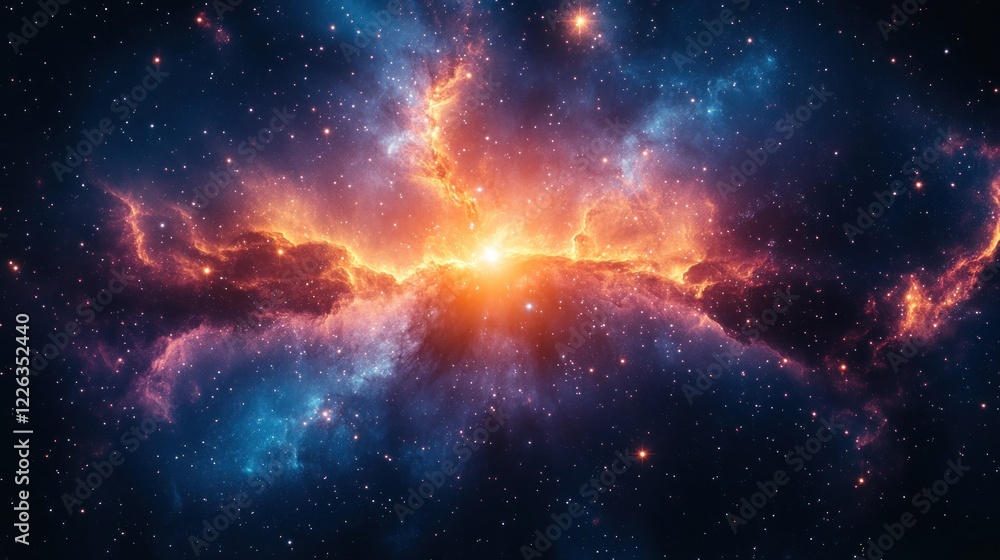 Fototapeta premium Cosmic Explosion of Vibrant Galaxies and Colorful Nebulae