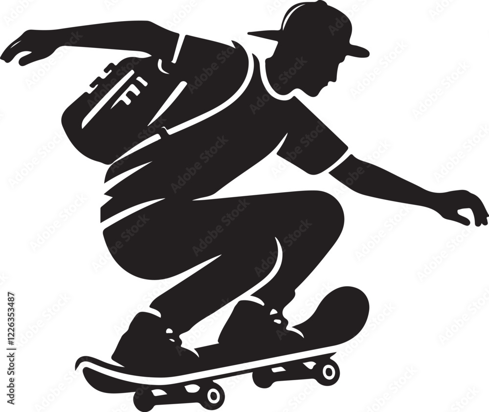 Skate Icon Silhouette Vector In White Background Skate Icon Silhouette Vector In White Background