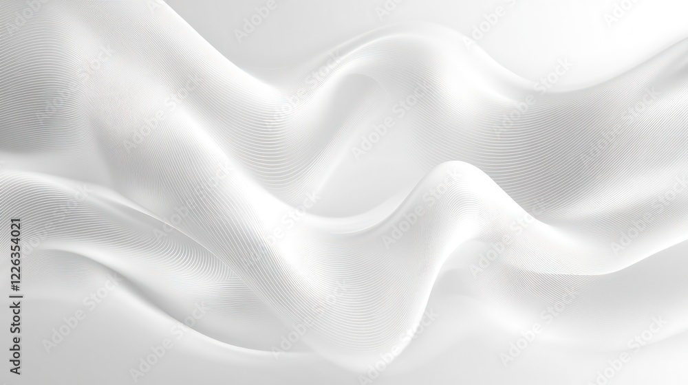 Obraz premium Abstract white fabric waves, elegant, flowing textile texture.